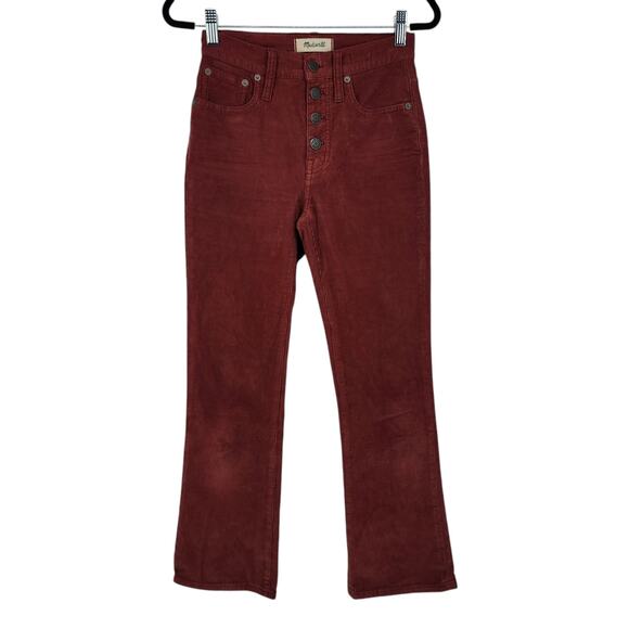 Madewell Cali Demi-Boot Corduroy Button Front Mini Flare Cropped Jeans Size 23 - Picture 2 of 6
